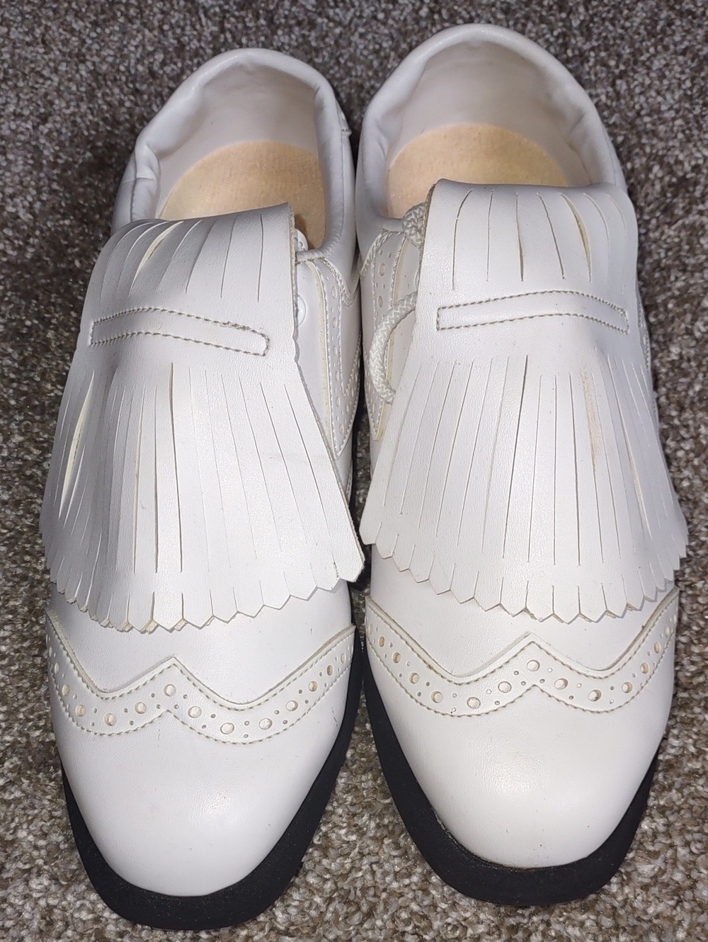 Green Joy Foot Joy 7W 45005 White Fringe Wingtip LeatherSlip-On Women Golf Shoes